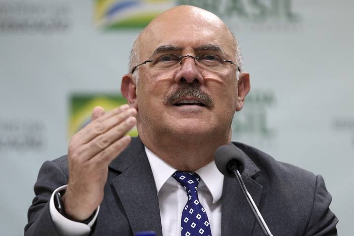 El exministro de educación de Brasil, Milton Ribeiro, durante una conferencia de prensa. · Foto: Fabio Rodrigues Pozzebom, Abr 