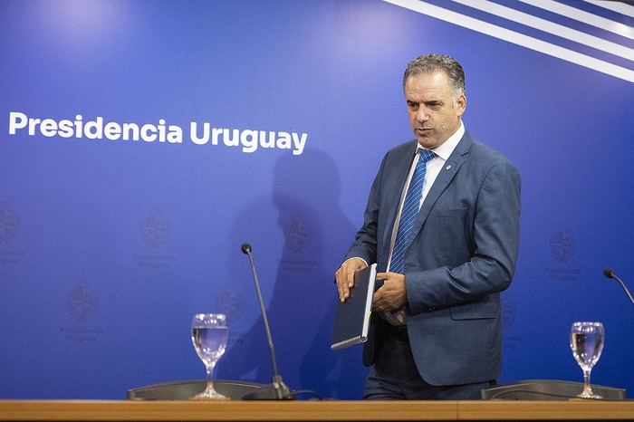 El presidente Yamandú Orsi, el 25 de marzo en Torre Ejecutiva. · Foto: Alessandro Maradei