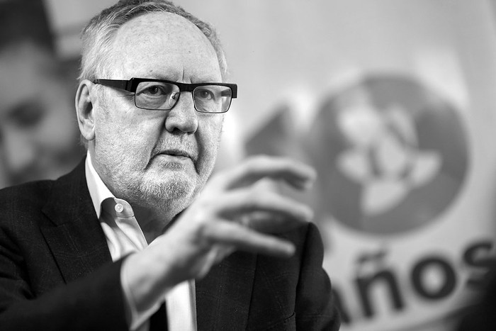 Michael Fullan, el miércoles, en el Laboratorio Tecnológico del Uruguay. Foto: Pablo Nogueira