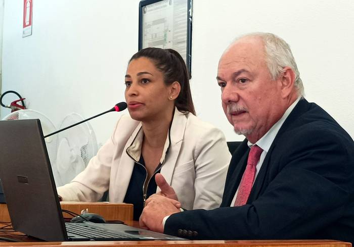 Rogelio Goiburú, responsable del Equipo Nacional para la Investigación, Búsqueda e Identificación de Personas Detenidas y Desaparecidas, declara durante el segundo juicio a Jorge Tróccoli, en Roma (04.07.2023). · Foto: Nadia Angelucci